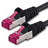 0,25m - noir - 1 pièce - CAT6a Câble Ethernet Set - Câble Réseau RJ45 10000 Mo/s câble de Patch ...