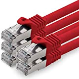 0,25m - rouge - 5 pièces - CAT.7 Câble Ethernet (Set) - CAT 7 Câble Réseau RJ45 10000 Mo/s câble ...