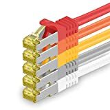 0,5m - 5 Couleurs 01-5 pièces - CAT.7 câble patch SET, S/FTP (PiMF) Câbles réseau Ethernet LAN 10 Gigabit - ...