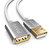 0,5m Nylon USB 2.0 rallonge Blanche, câble de rallonge A-A, fiche en Aluminium, Gaine en Tissu