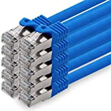 1,0m - bleu - 10 pièces - CAT.7 Câble Ethernet (Set) - CAT 7 Câble Réseau RJ45 10000 Mo/s câble ...