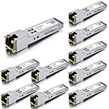[10 Pack] 1G SFP RJ45 Mini-Gbic Module, 1000Base-T SFP Copper Transceiver Compatible pour Cisco GLC-T/SFP-GE-T, Meraki MA-SFP-1GB-TX, Ubiquiti UF-RJ45-1G, D-Link, ...