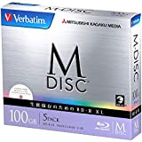 1000 Years Archival Verbatim M-Disc BDXL Lot de 5 disques Blu-ray triple couche 100 Go Vitesse 4x Impression jet d'encre