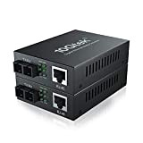10Gtek Convertisseur de Média Gigabit Ethernet, Built-in 1Gb Monomode SC Transceiver, 10/100/1000M RJ45 à 1000Base-LX, jusqu'à 20km, European Power Adapter, ...