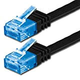 10m - Câble plat CAT6a Ethernet (500 Mhz) noir - 1 piece (Cat 6a) - transfert de données haut supplémentaire ...