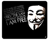 1art1 V pour Vendetta I Am Free Tapis De Souris 23x19 cm