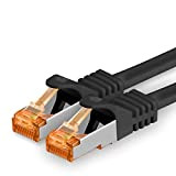 1aTTack.de 0,5m - Câble réseau Cat.7 1 pièce Noire Câble LAN Ethernet Gigabit 10000 Mbit s Câble Patch Cat7 Câble ...
