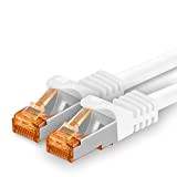 1aTTack.de 1m - Câble réseau Cat.7 1 pièce blanche Câble LAN Ethernet Gigabit 10000 Mbit s Câble Patch Cat7 Câble ...