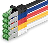1aTTack.de Cat.7 Câble réseau 0,5m - 5 Couleurs 03-5 pièces Cat7 Câble Ethernet PoE LAN 10 GB s S-FTP PIMF ...