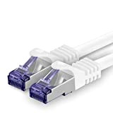 1aTTack.de Cat.7 Câble réseau 3m - Blanc - 1 pièce Cat7 Câble Ethernet PoE Lan 10 Gb s S-FTP PIMF ...