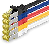 1m - 5 Couleurs 03-5 pièces - CAT.7 câble patch SET, S/FTP (PiMF) Câbles réseau Ethernet LAN 10 Gigabit - ...