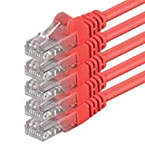 1m - rouge - 5 pièces - CAT6 Câble Ethernet Set - Câble Réseau RJ45 | 10 / 100 / ...