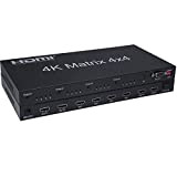 2.0 HDMI Matrix 4x4, 4K 60Hz 1080p (RGB/YUV 4: 4: 4) Switch Splitter 4 Eingang 4 Out Converter RS232 EDID-Schalter ...