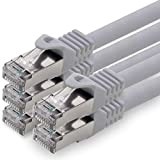 2,0m - gris - 5 pièces - CAT.7 Câble Ethernet (Set) - CAT 7 Câble Réseau RJ45 10000 Mo/s câble ...