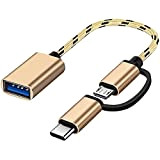 2-en-1 Adaptateur USB C/Micro vers USB, Seminer USB C vers USB, Câble Adaptateur Micro vers USB 3.0 OTG Compatible avec ...