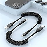 2 Paquets De Câble De Charge Enroulé Pour iPhone, [Certifié MFi] Câble Lightning Vers USB D'origine, Câble De Charge USB ...