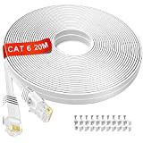 20m Câble Ethernet RJ45 Câble Reseau 20m, Cat 6 Plat Long Gigabit Cable Internet Fibre 20 mètres Compatible avec Cat5e, ...