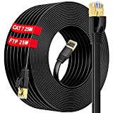 25m Cable Ethernet Cat 7 Blindé rj45 25M Câble Ethernet Extérieur, Long Câble Réseau Plat 25m Haut Débit SSTP –Gigabit(25 ...