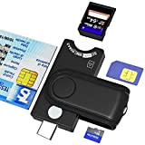 4 en 1 Lecteur Carte Identité Belge USB C, Lecteur de Carte SIM, Lecteur de Carte SD & Micro SD, ...