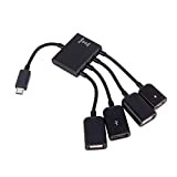 4 Ports Câble Adaptateur Micro USB, Câble Adaptateur OTG Hub pour Tablette Android Smartphone