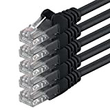 5m - noir - 5 pièces - CAT6 Câble Ethernet Set - Câble Réseau RJ45 | 10 / 100 / ...