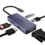 6 in 1 USB C HUB,AYCLIF USB C Adaptateur HDMI VGA Dual Monitor avec USB A 3.0, SD / TF ...