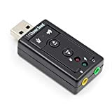 7.1 Carte Son USB Externe USB vers Jack 3,5 mm Adaptateur Audio numérique pour Casque Noir