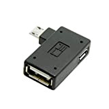 90 Degree Left Angled Micro USB 2.0 OTG Host Adaptur avec USB Power pour Galaxy S3 S4 S5 Note2 Note3 ...