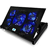 AABCOOLING NC81 - Ventilateur PC Gamer avec 5 Ventilateurs, Inclinaison Réglable et LED Bleu, Support pour Ordinateur Portable, Refroidisseur PS4, ...