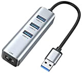 ABLEWE Adaptateur Hub USB 3.0 vers Ethernet,4 in 1 Aluminum Adaptateur réseau USB avec Port LAN réseau RJ45 Gigabit, 3 ...