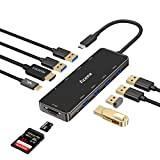 Aceele Hub USB C,10-en-1 Multifuntion USB C Hub,avec 6 USB 3.0, Ports HDMI 4K, Port Type C PD, Lecteur de ...