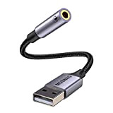 Adaptateur audio MOSWAG USB vers jack 3,5 mm, carte son externe USB-A vers adaptateur convertisseur stéréo auxiliaire 3,5mm compatible avec ...