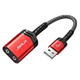 Adaptateur Audio USB, Carte Son stéréo Externe JSAUX, Adaptateur Audio USB vers Prise Jack 3,5 mm avec Prise Casque TRS ...