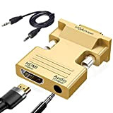 Adaptateur HDMI vers VGA, Seminer 1080P HDMI Femelle vers VGA Mâle Convertisseur de Câble Audio Vidéo avec Câble Audio 3,5 ...