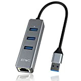 Adaptateur Hub USB 3.0 Ethernet, JESWO 4 in1 Adaptateur USB Rj45 en Aluminium avec Port LAN RJ45 Gigabit, 3 Ports ...