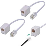 Adaptateur RJ45 vers RJ11, 2 Pièce blanc Ethernet RJ45 8P8C vers Câble Téléphonique RJ11 6P4C, Convertisseur pour Cordon Téléphonique RJ45 ...