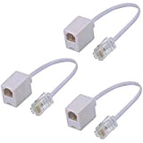 Adaptateur RJ45 vers RJ11,3 Pièces Blanc Ethernet RJ45 8P8C vers Interface Câble Téléphonique RJ11 6P4C, Convertisseur pour Port Réseau RJ45 ...