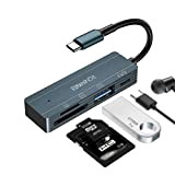 Adaptateur USB C 4 en 1, Adaptateur USB C avec Lecteur de Carte SD/TF/USB OTG/TypeC Audio et Port D'extension de ...