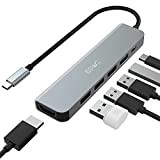 Adaptateur USB C Hub HDMI, Adaptateur USB C 6 en 1 avec HDMI 4K, 1 Port USB 3.0 et 3 ...