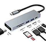 Adaptateur USB C pour MacBook, 6 en 1 USB Type-C vers HDMI 4K Multiport Hub Compatible avec Les Ordinateurs Portables ...