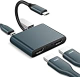 Adaptateur USB C vers double HDMI 4K 60 Hz, 4 en 1 type C vers double HDMI, port USB 3.0, ...
