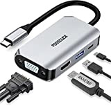 Adaptateur USB C vers HDMI VGA, convertisseur 4 en 1 multiport type C avec HDMI 4K 30 Hz, charge 100 ...