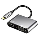 Adaptateur USB C vers HDMI VGA, convertisseur USB de type C Thunderbolt 3 vers VGA HDMI 4K pour MacBook Pro/Air ...