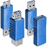 AFUNTA 4 Types D'adaptateurs USB 3.0, USB 3.0 Type-A Femelle à Femelle et Mâle vers Mâle, Type A Femelle à ...