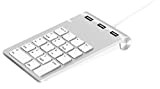 Alcey Finition Aluminium Pavé numérique USB avec hub USB intégré pour iMac, MacBook Air, MacBook Pro, MacBook, Mac Mini, PC ...