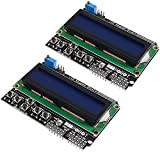 ALMOCN Lot de 2 boucliers d'extension pour clavier LCD 1602 avec rétroéclairage bleu 4,5-5,5 V pour Arduino UNO R3 MEGA2560 ...
