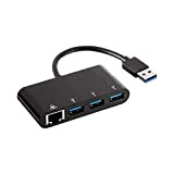 Amazon Basics Adaptateur 3 ports USB 3.0 avec port Ethernet gigabit RJ45 Noir