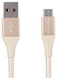 Amazon Basics Câble en nylon à double tressage USB 2.0 A vers Micro B 0,9 m Doré
