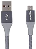 Amazon Basics Câble en nylon à double tressage USB 2.0 A vers Micro B 1,8 m Gris foncé