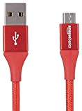 Amazon Basics Câble en nylon à double tressage USB 2.0 A vers Micro B 0,3 m Rouge